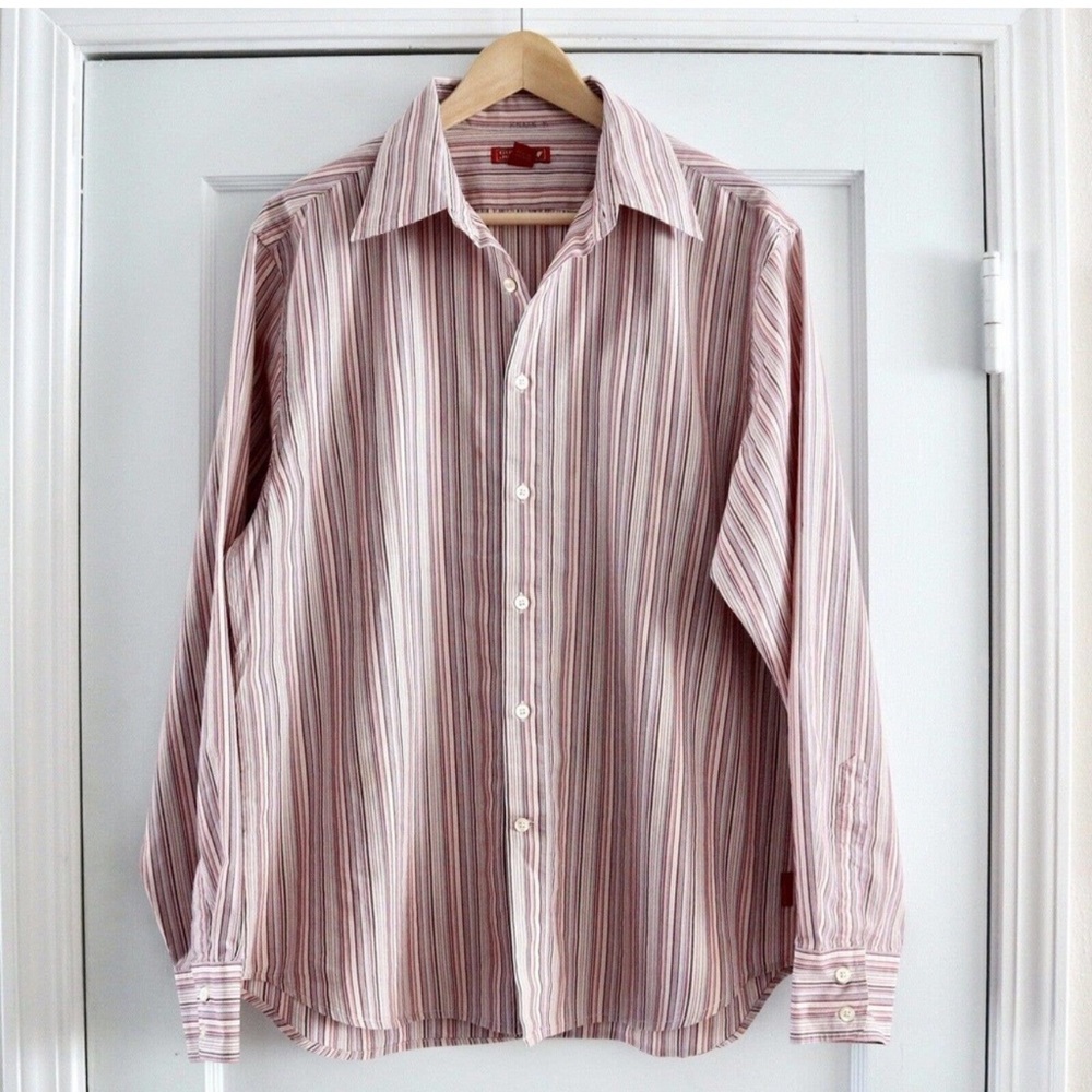 Vintage Guess Pastel Pink Striped Button Down Shirt Size M